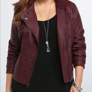 TORRID Burgundy/ Maroon Faux Leather Moto Jacket